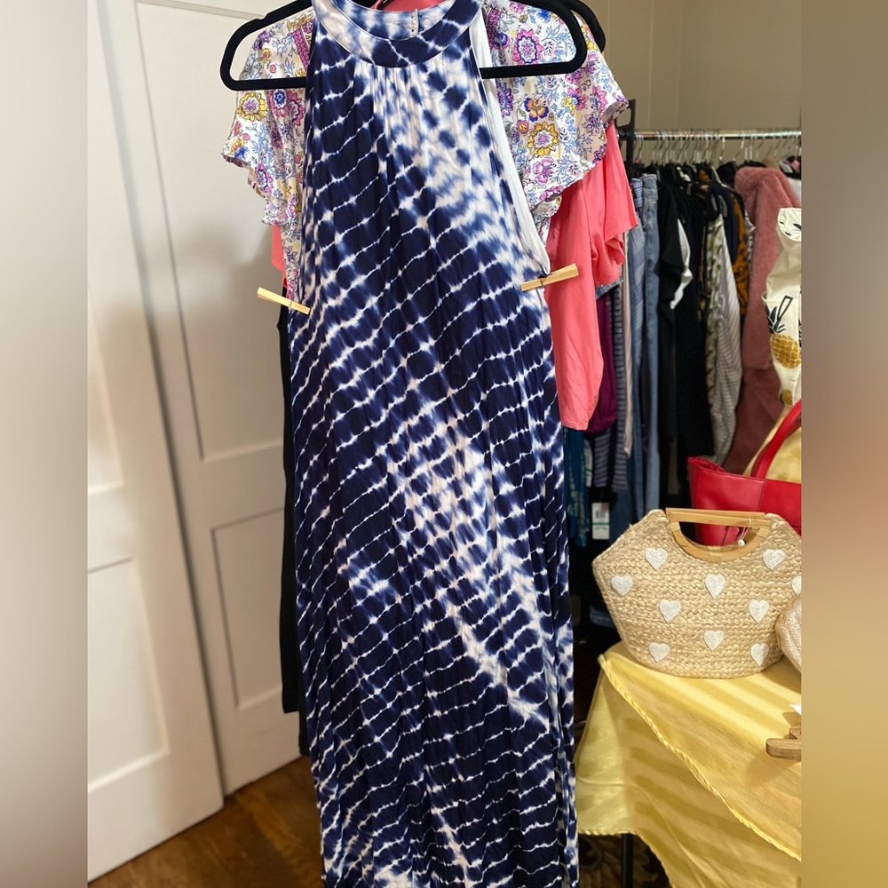HYFVE Blue and White Tie-Dye Maxi Dress